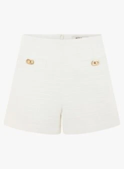 MORGAN SHLIVA - Short Van Tweedstof Uit Katoenmix | Wit -MORGAN Verkoop 4105293