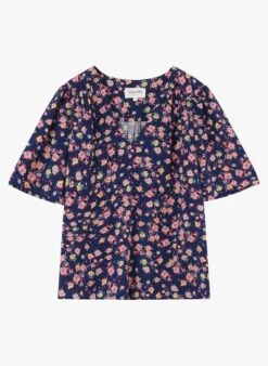 JULES - Top Met V-hals En Print | Blauw -MORGAN Verkoop 4109664