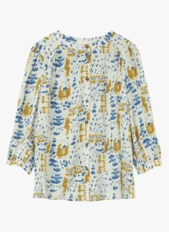 JUNO - Wijde Blouse Met Ronde Hals En Print | Beige -MORGAN Verkoop 4109668