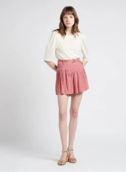 BERENICE SELENA - Short Van Stof Met Hoge Taille En Plooien | Oranje 10 BERENICE SELENA - Short Van Stof Met Hoge Taille En Plooien | Oranje -MORGAN Verkoop 4110683