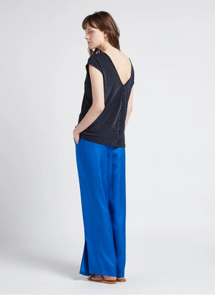 Marc O'Polo Wijde Broek Van Gemengd Leer | Blauw 7 Marc O'Polo Wijde Broek Van Gemengd Leer | Blauw - Afbeelding 5