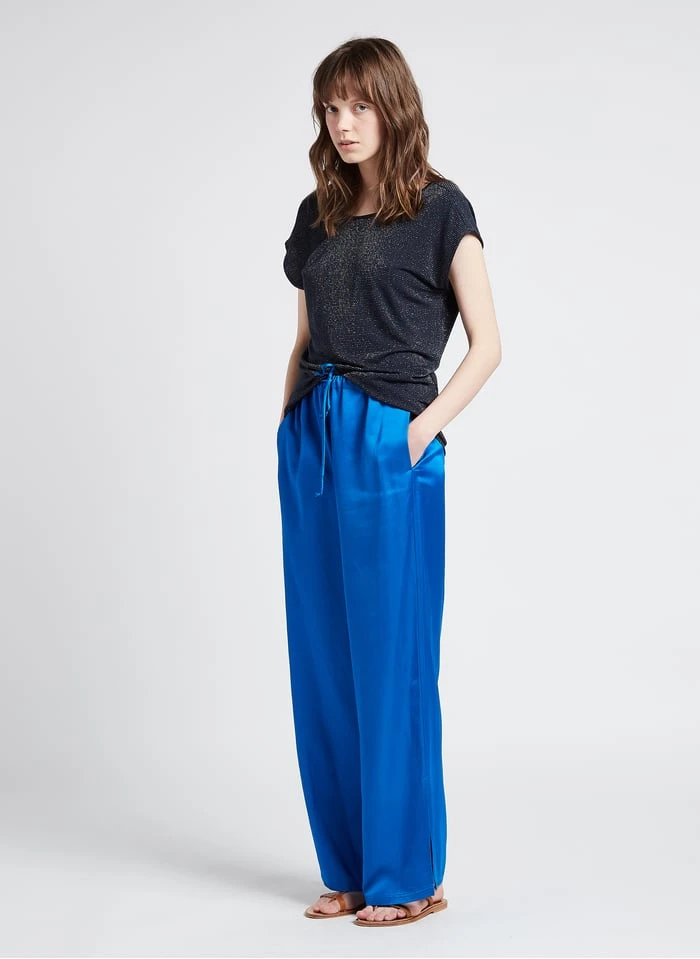 Marc O'Polo Wijde Broek Van Gemengd Leer | Blauw 6 Marc O'Polo Wijde Broek Van Gemengd Leer | Blauw - Afbeelding 4