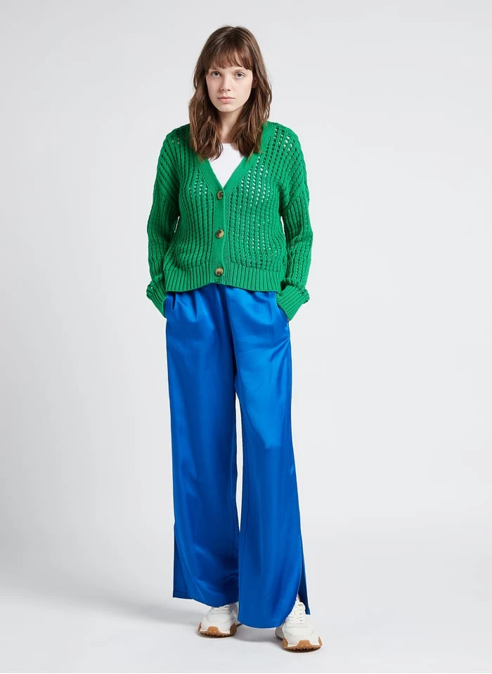 Marc O'Polo Wijde Broek Van Gemengd Leer | Blauw 8 Marc O'Polo Wijde Broek Van Gemengd Leer | Blauw - Afbeelding 6