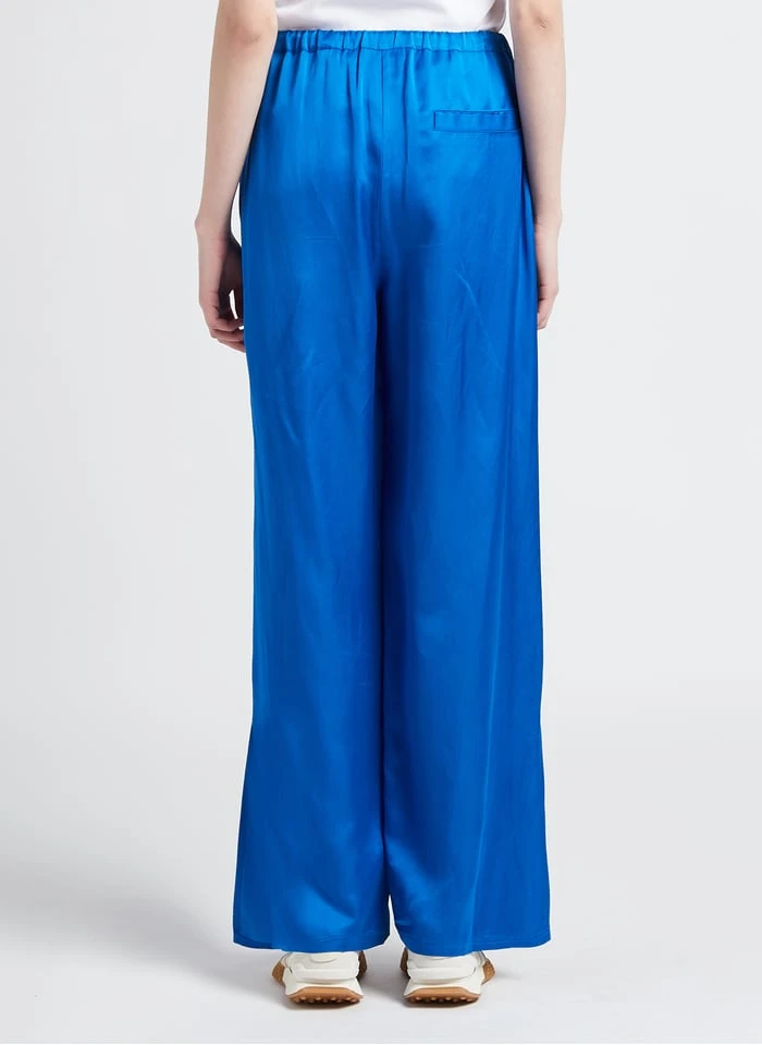 Marc O'Polo Wijde Broek Van Gemengd Leer | Blauw 4 Marc O'Polo Wijde Broek Van Gemengd Leer | Blauw - Afbeelding 2