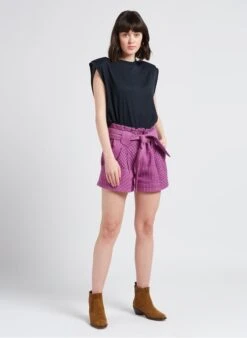 Sessun JOLLINO - Katoenen Short Met Borduursel | Violet -MORGAN Verkoop 4112255