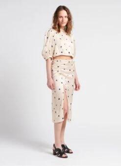 Sessun HAMINA - Korte Top Met Ronde Hals En Stippenprint | Wit -MORGAN Verkoop 4112537