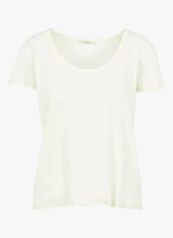 Sessun GINESA - T-shirt Van Katoen En Linnen Met Ronde Hals | Beige -MORGAN Verkoop 4113524