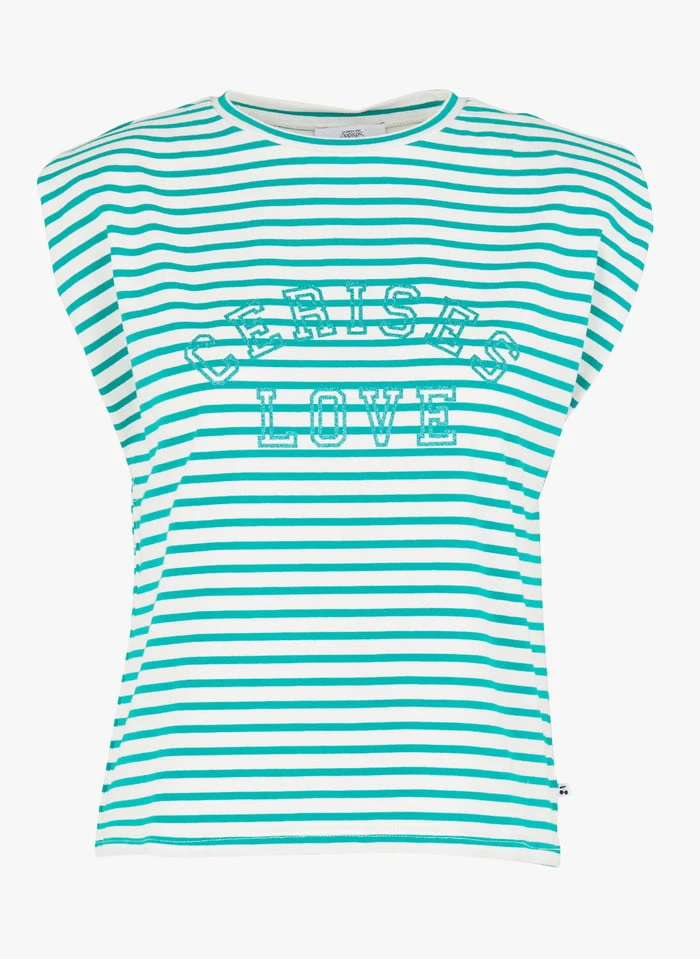 LE TEMPS DES CERISES MALE - Gestreept, Katoenen T-shirt Met Ronde Hals | Groen 5 LE TEMPS DES CERISES MALE - Gestreept, Katoenen T-shirt Met Ronde Hals | Groen - Afbeelding 3