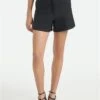 Vanessa Bruno NIXIA - Recht Short Met Hoge Taille Linnenblend | Zwart -MORGAN Verkoop 4114786