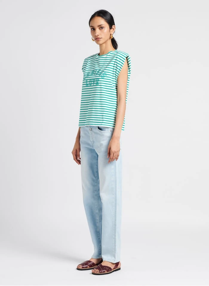 LE TEMPS DES CERISES MALE - Gestreept, Katoenen T-shirt Met Ronde Hals | Groen 6 LE TEMPS DES CERISES MALE - Gestreept, Katoenen T-shirt Met Ronde Hals | Groen - Afbeelding 4