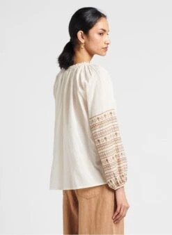 MINA - Katoenen Blouse Met Borduursel | Wit -MORGAN Verkoop 4115106