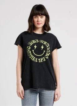 LE TEMPS DES CERISES MIYA - Ruimvallend, Katoenen T-shirt Met Ronde Hals | Zwart