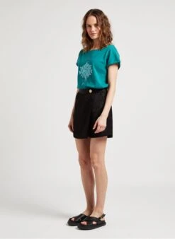 ONE STEP T-shirt Met Boothals En Zeefdruk Katoenblend | Groen -MORGAN Verkoop 4120943