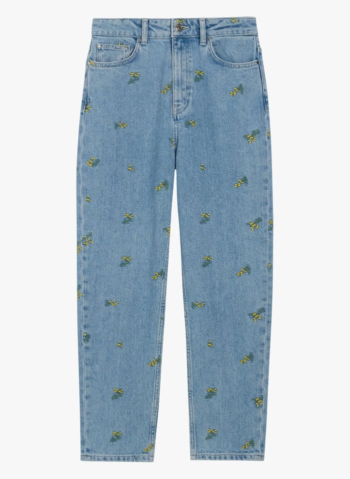 CLAUDIE PIERLOT PALOMABRODE - Rechte Jeans Met Bloemmotiefje | Blauw 4 CLAUDIE PIERLOT PALOMABRODE - Rechte Jeans Met Bloemmotiefje | Blauw - Afbeelding 2