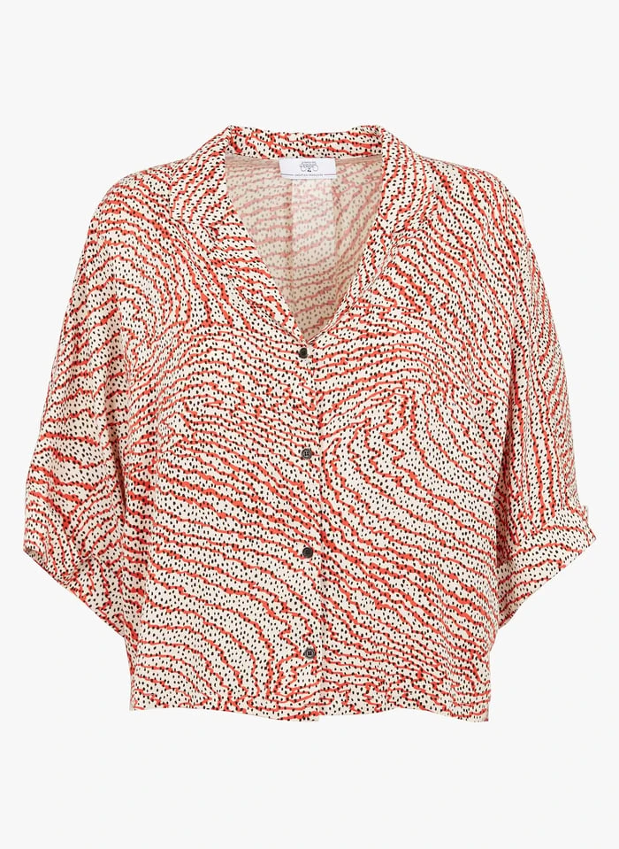 LE TEMPS DES CERISES FREILA - Wijde Blouse Met V-hals En Motiefje | Oranje 5 LE TEMPS DES CERISES FREILA - Wijde Blouse Met V-hals En Motiefje | Oranje - Afbeelding 3