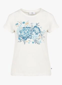LE TEMPS DES CERISES GRACY - Katoenen T-shirt Met Ronde Hals En Zeefdruk | Wit -MORGAN Verkoop 4122184