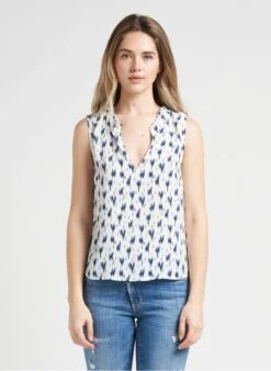 LE TEMPS DES CERISES ROSITA - Top Met V-hals En Abstract Motief | Blauw