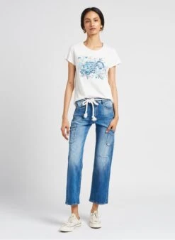 LE TEMPS DES CERISES GRACY - Katoenen T-shirt Met Ronde Hals En Zeefdruk | Wit -MORGAN Verkoop 4123320