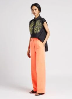 ESSENTIEL ANTWERP DUST - Wijde Broek Katoenblend | Oranje -MORGAN Verkoop 4123387