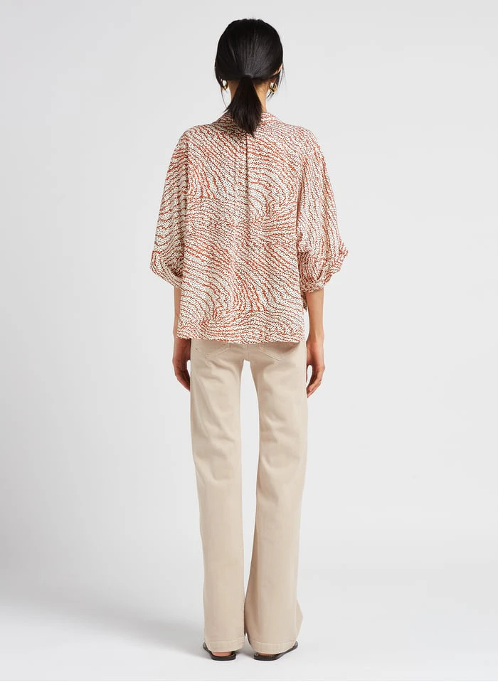 LE TEMPS DES CERISES FREILA - Wijde Blouse Met V-hals En Motiefje | Oranje 7 LE TEMPS DES CERISES FREILA - Wijde Blouse Met V-hals En Motiefje | Oranje - Afbeelding 5