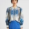 STELLA FOREST PRIYANKA - Blouse Met Maokraag En Print | Blauw -MORGAN Verkoop 4123542