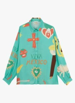 WILD BONAVENTURE - Blouse Met Klassieke Kraag En Print | Groen -MORGAN Verkoop 4124477