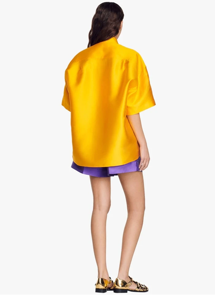 Sandro JUNE - Satijnachtige Blouse Met Klassieke Kraag | Oranje 6 Sandro JUNE - Satijnachtige Blouse Met Klassieke Kraag | Oranje - Afbeelding 4