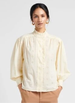 CIPANEMA - Katoenen Top Met Victoriaanse Kraag | Wit