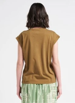 TAIWAN - Katoenen T-shirt Met Ronde Hals, Zeefdruk En Lovertjes | Groen -MORGAN Verkoop 4128318