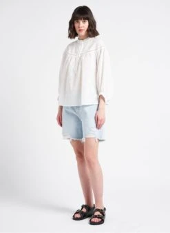 Wijde, Katoenen Blouse Met Maokraag | Wit 10 Wijde, Katoenen Blouse Met Maokraag | Wit -MORGAN Verkoop 4128514