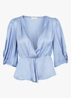 Satijnachtige Wikkeltop | Blauw -MORGAN Verkoop 4130586