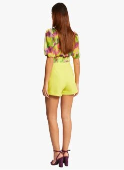 MORGAN SHIBA - Recht Short Katoenblend | Groen -MORGAN Verkoop 4131540