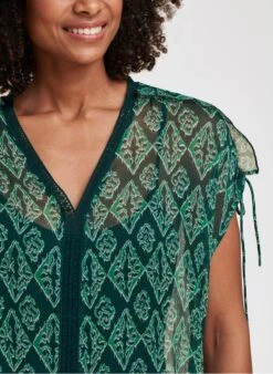 Ruimvallende Top Met V-hals En Print | Blauw 9 Ruimvallende Top Met V-hals En Print | Blauw -MORGAN Verkoop 4132624