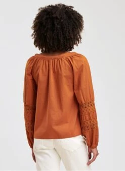 Ruimvallende, Katoenen Top Met Tuniekhals | Bruin 11 Ruimvallende, Katoenen Top Met Tuniekhals | Bruin -MORGAN Verkoop 4132651