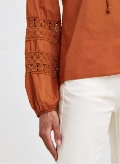 Ruimvallende, Katoenen Top Met Tuniekhals | Bruin 10 Ruimvallende, Katoenen Top Met Tuniekhals | Bruin -MORGAN Verkoop 4132652