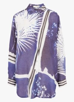 Mes Demoiselles CLEON - Oversized, Linnen Overhemd Met Print | Blauw -MORGAN Verkoop 4133376
