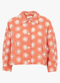 Rechte, Katoenen Blouse Met Borduursel | Oranje -MORGAN Verkoop 4136340