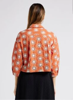 Rechte, Katoenen Blouse Met Borduursel | Oranje -MORGAN Verkoop 4137099