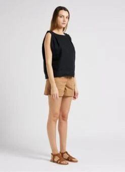 ELI - Linnen Blouse Met Ronde Hals | Zwart -MORGAN Verkoop 4137238