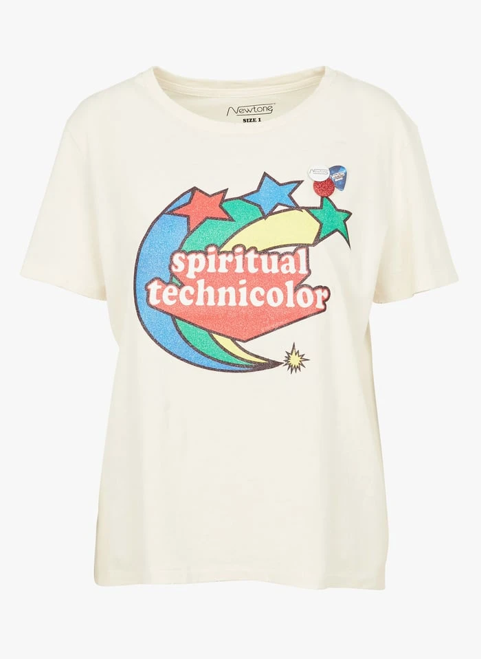 STARLIGHT TECHNICOLOR - Ruimvallend, Katoenen T-shirt Met Ronde Hals | Beige 5 STARLIGHT TECHNICOLOR - Ruimvallend, Katoenen T-shirt Met Ronde Hals | Beige - Afbeelding 3