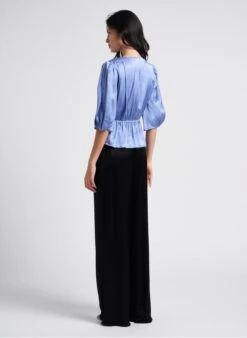 Satijnachtige Wikkeltop | Blauw -MORGAN Verkoop 4145722