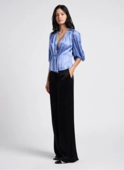 Satijnachtige Wikkeltop | Blauw -MORGAN Verkoop 4145723