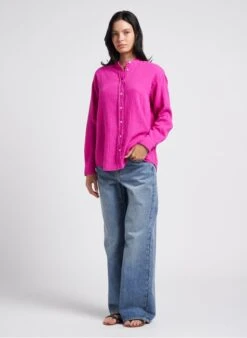 Hartford CRISTAL - Ruimvallende Blouse Van Luchtige, Losgeweven Katoen | Roze -MORGAN Verkoop 4145778