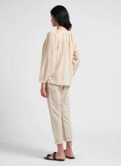 LA PETITE ETOILE ENARA - Ruimvallende, Katoenen Top Met V-hals | Beige -MORGAN Verkoop 4145872