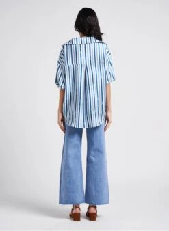 CLAUDIA - Gestreepte Blouse Met Open Hals | Blauw 11 CLAUDIA - Gestreepte Blouse Met Open Hals | Blauw -MORGAN Verkoop 4146027