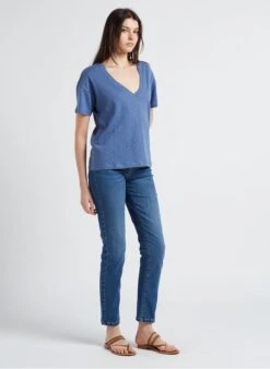 BENSIMON HARRIS - T-shirt Van Gevlamd Katoen Met V-hals | Blauw 11 BENSIMON HARRIS - T-shirt Van Gevlamd Katoen Met V-hals | Blauw -MORGAN Verkoop 4146523