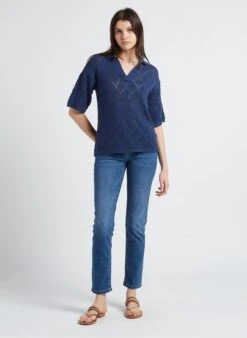 MAISON 123 MURRAY - Top Van Opengewerkt Tricot Met V-hals | Jeans Verschoten -MORGAN Verkoop 4146531