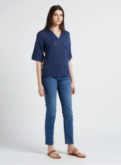 MAISON 123 MURRAY - Top Van Opengewerkt Tricot Met V-hals | Jeans Verschoten -MORGAN Verkoop 4146535