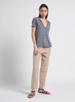 BERENICE ELFY - T-shirt Van Katoenmix Met Tunesische Kraag | Grijs -MORGAN Verkoop 4151446