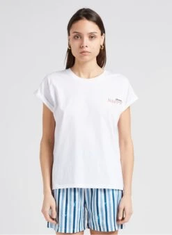 TIANA - Katoenen T-shirt Met Ronde Hals En Borduursel | Wit